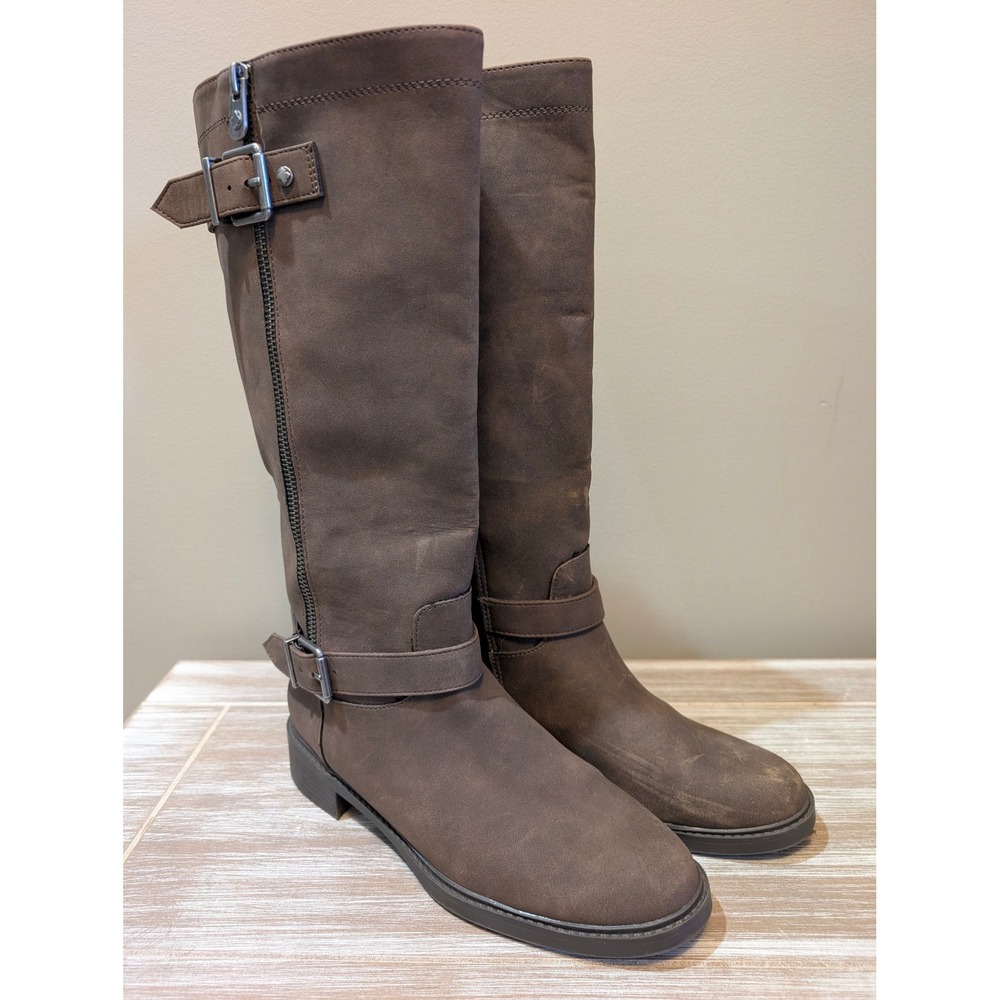 Kelly & Katie KK-SHYN Brown Tall Riding Boots Buckle Detail Womens 7.5M M38